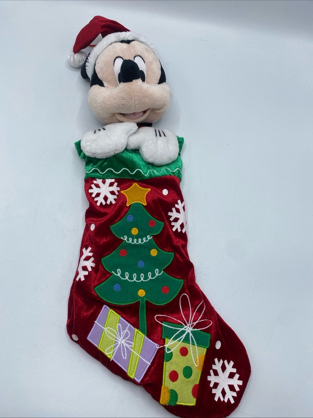 Christmas Disney Mickey Mouse 3D Stocking Plush Stuffed Holiday Festive Themed